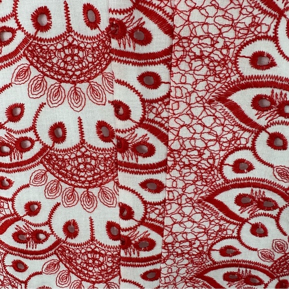 Brooks Brothers Red/White Patterned Eyelet Sleeveless Fit and Flare Dress Sz 14 - Picture 15 of 16